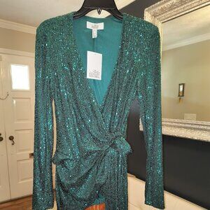 Sequin Wrap Jacket - Green